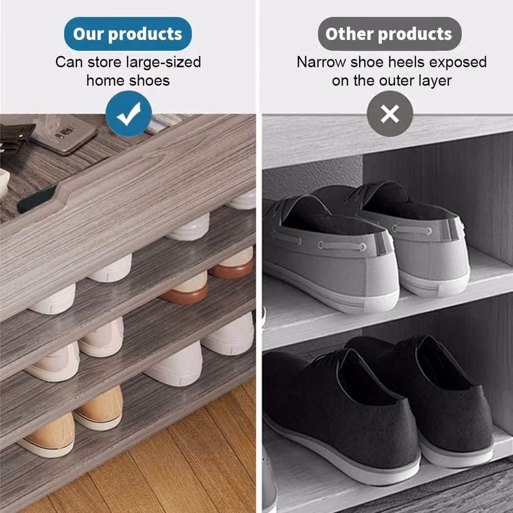 Kelvenix Grey Fabric Upholstered Shoe Bench and Storage Rack – 2