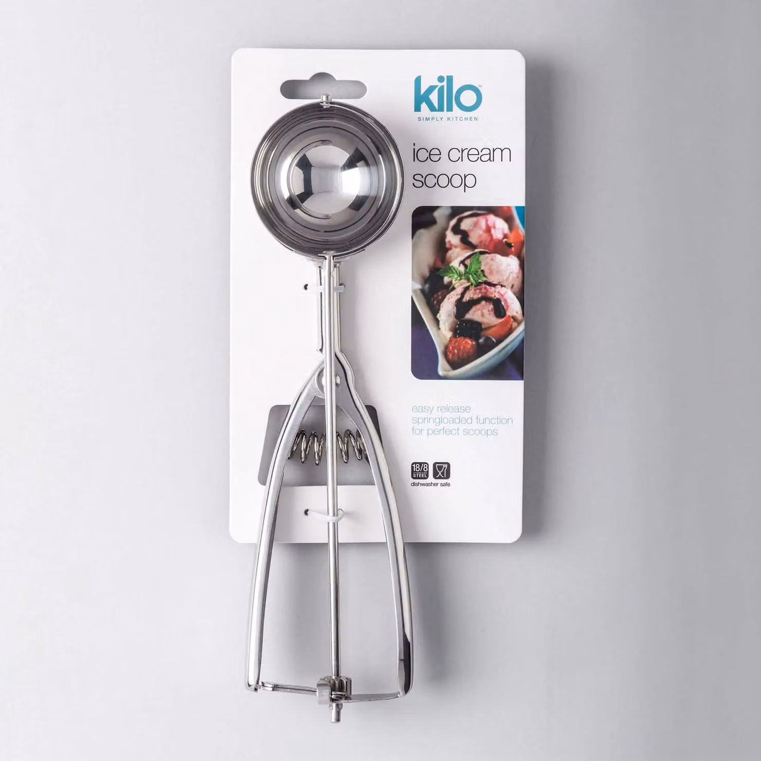 Kilo Stainless Steel Round Ice Cream Scoop, 55mm, Metallic Silver – 3