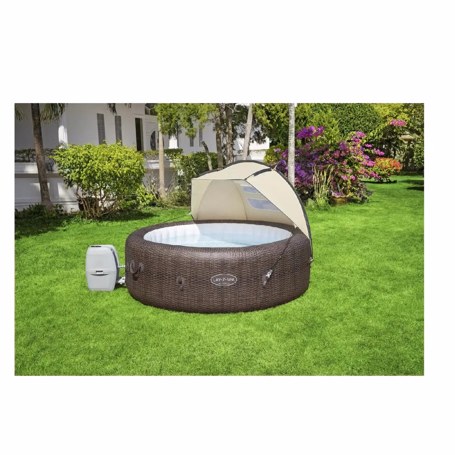 Bestway Lay Z Spa Detachable Sun Canopy in Beige and Multicolour with UPF 40+ Polyester – 2
