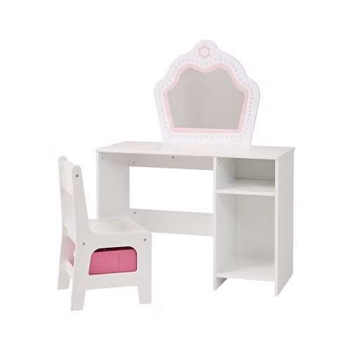 Liberty House Toys Kids Dressing Table and Chair Set in Pink or White, W/D/H: 77.0 x 54.5 x 34.0 cm – 2