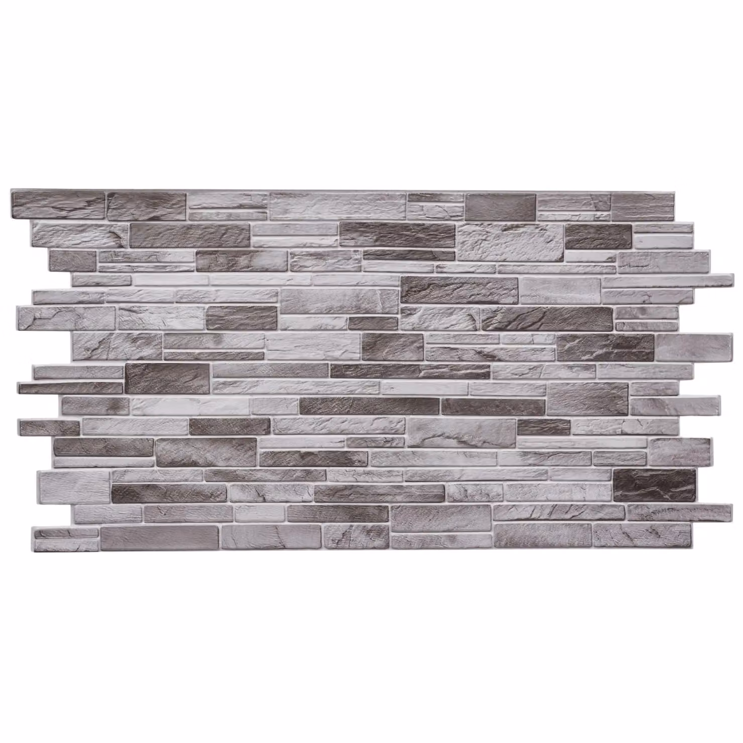 Novecrafto 3D Wall Panels Slim Stone Brick Effect PVC Cladding, 6 Sheets, Grey, W: 96 cm, H: 48 cm – 2