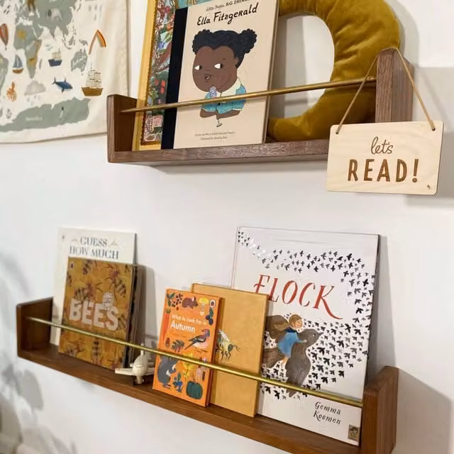 Autumns Corner A.C Editions Small Wall-Mounted Shelf in Walnut – 1