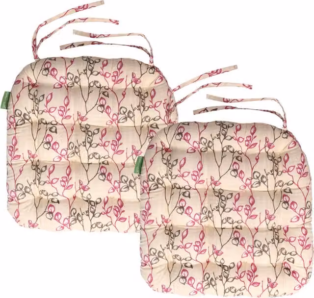 Gardenista Provence Vine Tufted Outdoor Garden Chair Cushion Set of 2, Multicolour, Weatherproof and Water Repellent