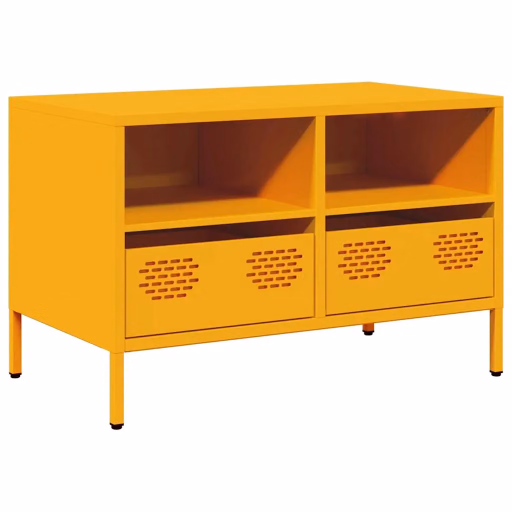 Berkfield Home Industrial TV Cabinet in Mustard Yellow, W/D/H: 68 x 39 x 43.5 cm – 2