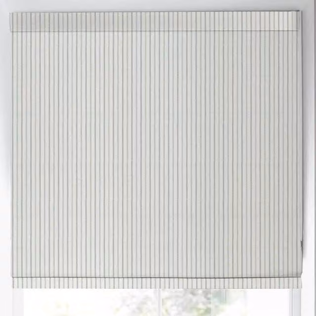 Laura Ashley Blackout Candy Stripe Made to Measure Roman Blind in Dove Grey