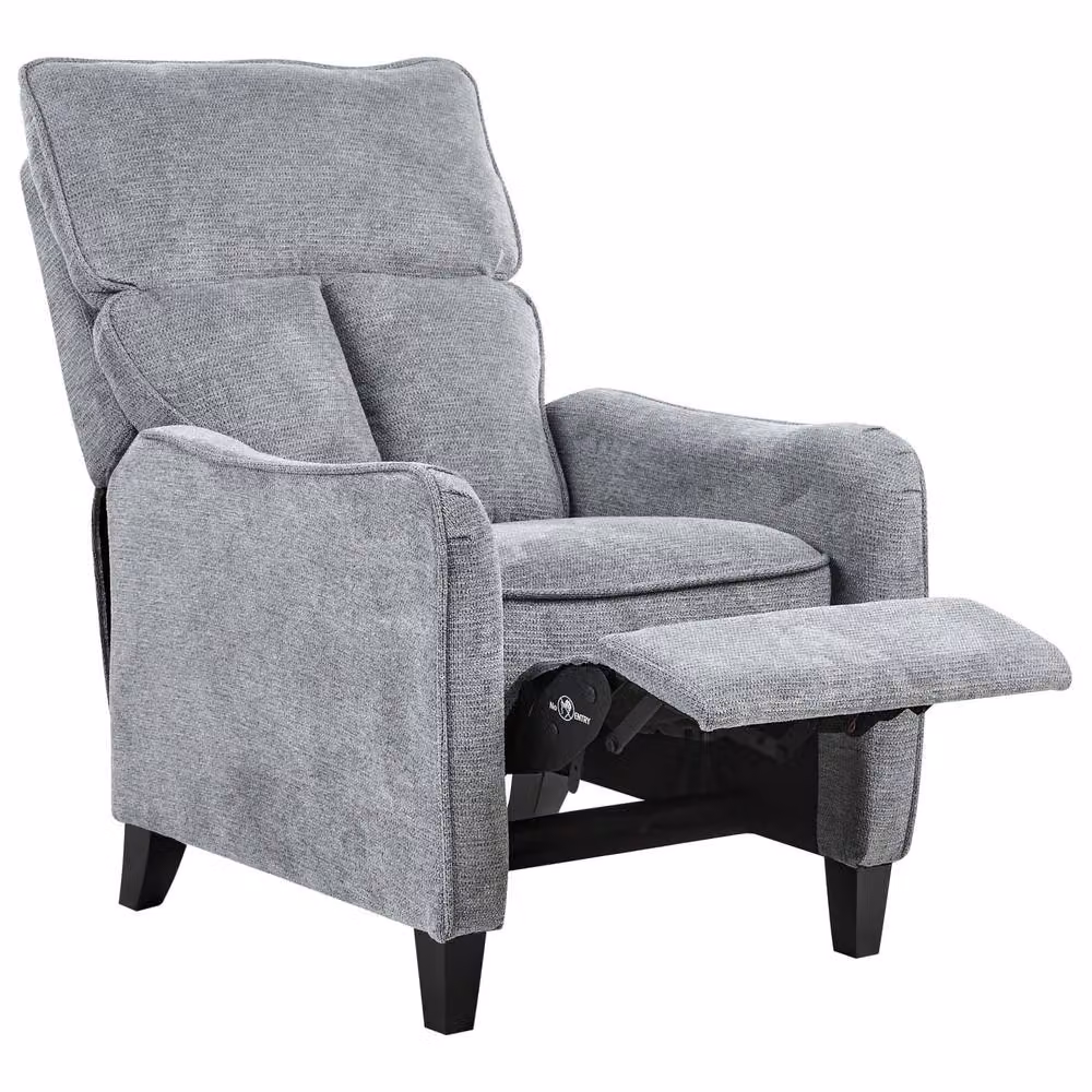 Wyld and Coco Heritage Reclining Armchair in Grey Fabric with Vintage Style High Back – 2