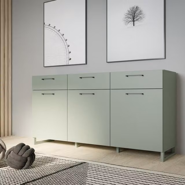 Furniture To Go Sali Sideboard in Sage Green with Soft Close Drawers