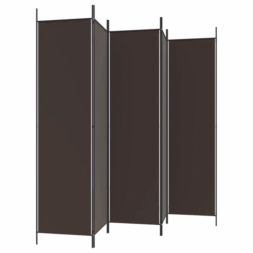 Berkfield Home 5-Panel Fabric Room Divider in Brown, W/H: 250 x 200 cm – 3