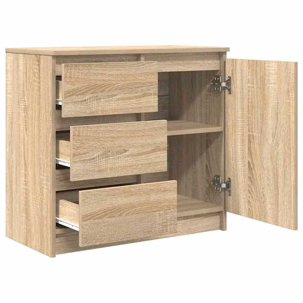 Berkfield Home Sonoma Oak Sideboard with Drawer in Brown, W/D/H: 71 x 35 x 65 cm – 2