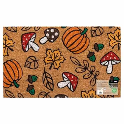 JVL Brown Coir Entrance Doormat with Non-Slip Latex Backing, W: 45 cm, D: 75 cm