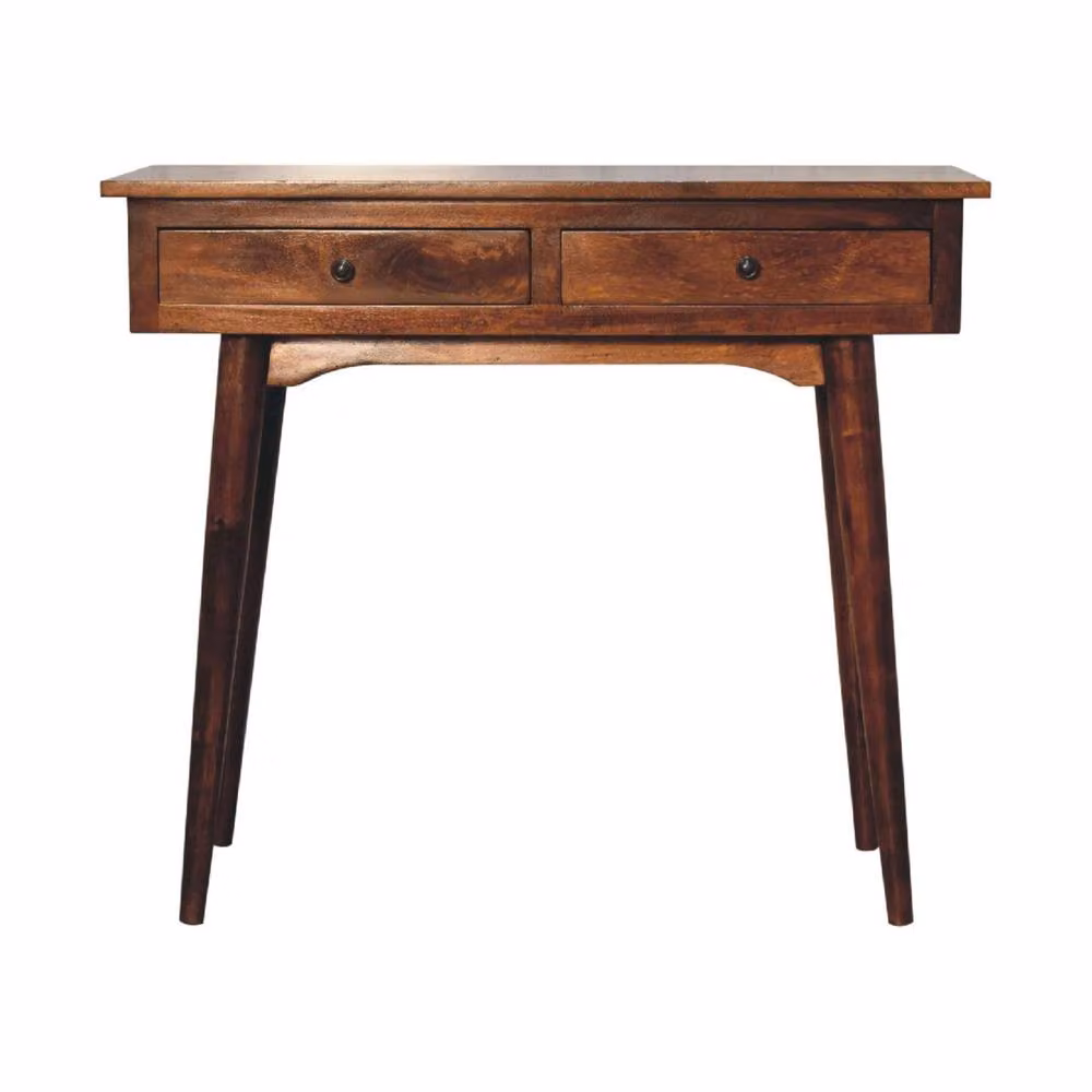 Wyld Haus Kealakekua Chestnut Mango Wood 2 Drawer Console Table in Brown, W: 90 cm, D: 40 cm, H: 78 cm – 2