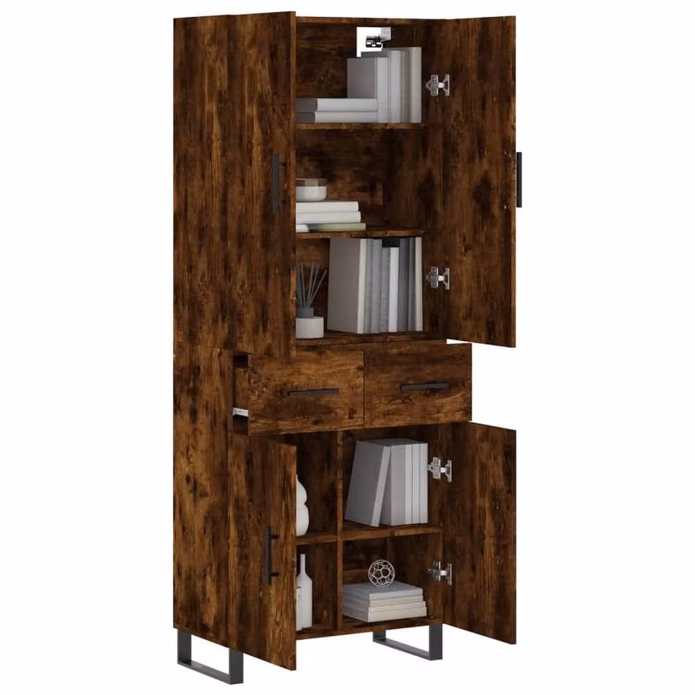 Berkfield Home Smoked Oak Highboard in Brown, W/D/H: 69.5 x 34 x 180 cm – 3