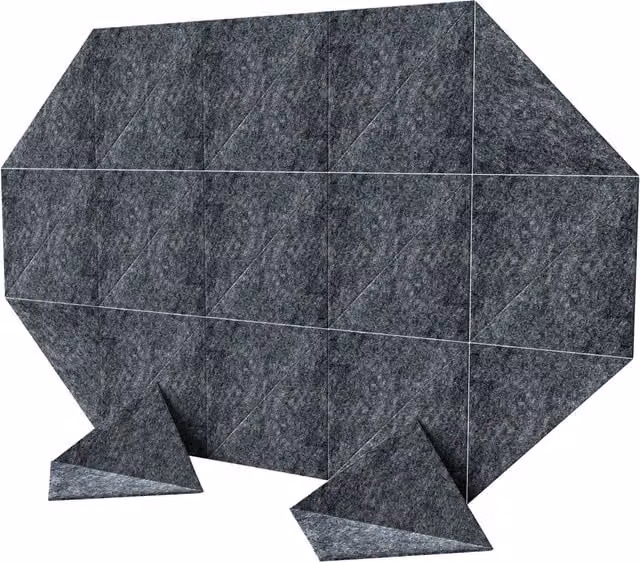Gr8 Home Set of 24 Triangle Self Adhesive Acoustic Felt Wall Panels in Grey