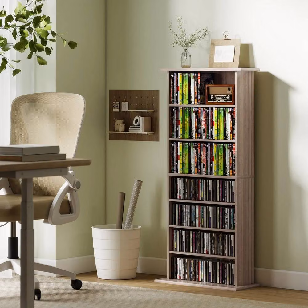 NESTLUNE Brown CD and DVD Storage Unit with Media Compartments, W: 100 cm, D: 15 cm, H: 15 cm – 3