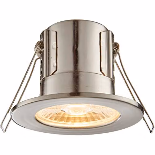 Loops Tool-Less Recessed Bathroom LED Downlight, 4W Warm White, Silver and Transparent, IP65 Rated, Dimmable