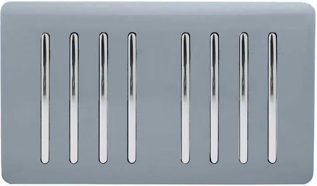 Trendi 8 Gang 2 Way Rocker Double Plate Tactile Light Switch in Grey