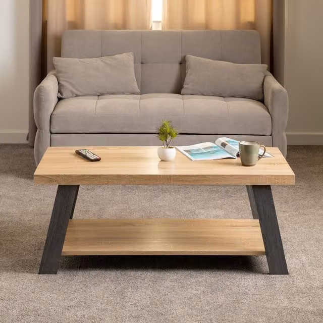 Seconique Industrial Wood Coffee Table in Grey