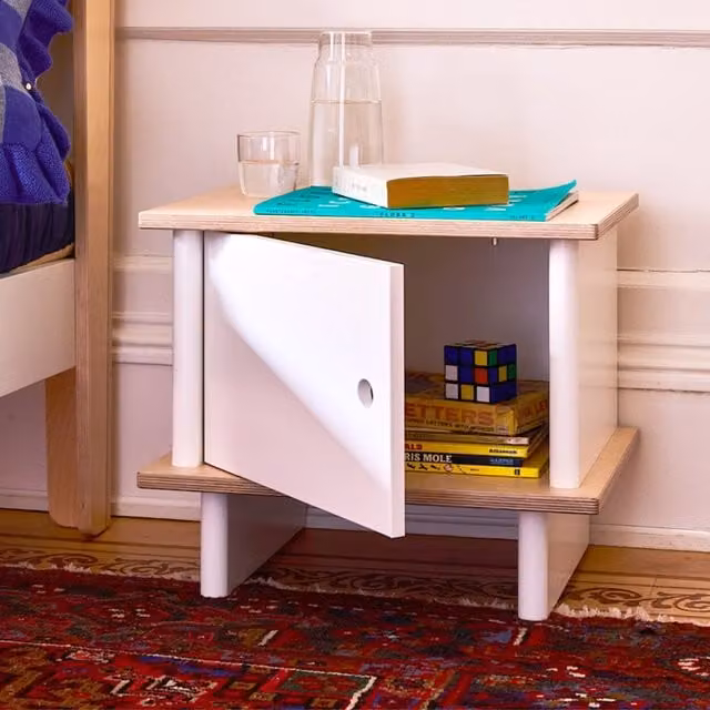 Oeuf NYC Modern Library Bedside Table in Birch and White, W/D/H: 35.5 x 40.0 x 48.25 cm