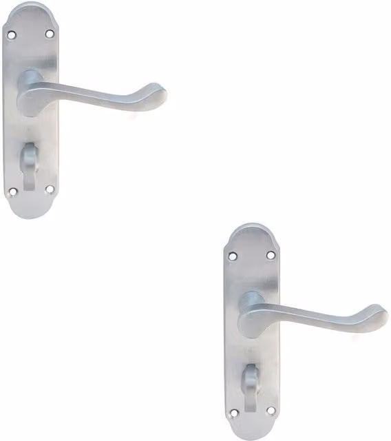 Loops 2x Pair Victorian Upturned Bathroom Backplate Handles in Satin Chrome, 170 x 42 mm