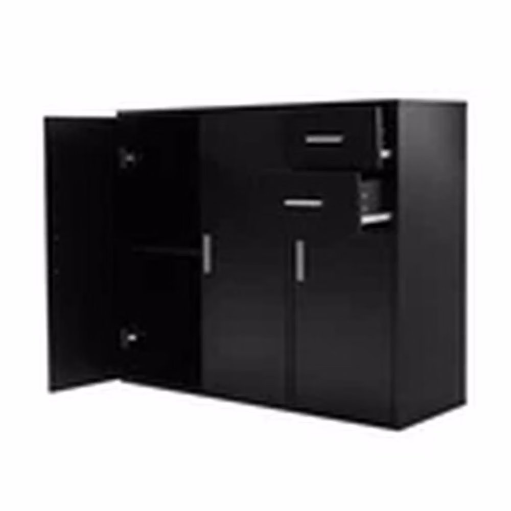 EONLION Modern Black Wooden Sideboard Cabinet Storage Unit – 3