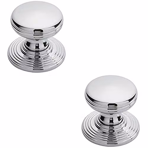 Loops 2 Pack Smooth Ringed Cupboard Door Knobs in Polished Chrome, 28mm Diameter