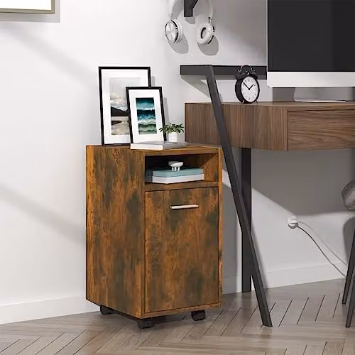 vidaXL Freestanding Side Cabinet with Castors, Brown, W/D/H: 33 x 38 x 60 cm – 2
