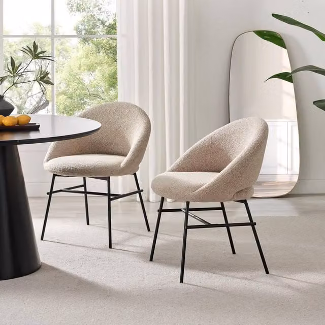 FurnitureboxUK Set of 2 Nella Beige Fabric Dining Chairs