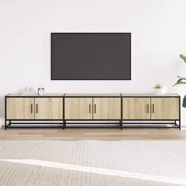 Berkfield Home Sonoma Oak TV Cabinet in Brown, W/D/H: 210 x 35 x 41 cm – 1