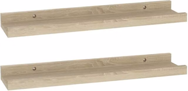 Berkfield Home Sonoma Oak Wall Shelves, 2 Pack, Light Tan, W: 40 cm, D: 9 cm, H: 3 cm