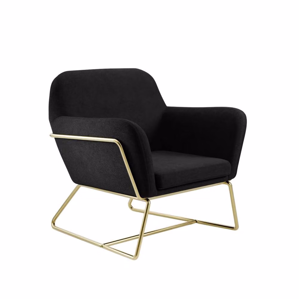 Wyld Haus Marseille Black Velvet Armchair with Gold Metal Legs – 2