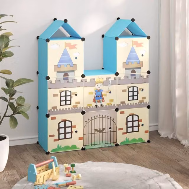 Berkfield Home Blue 8-Cube Storage Cabinet for Children