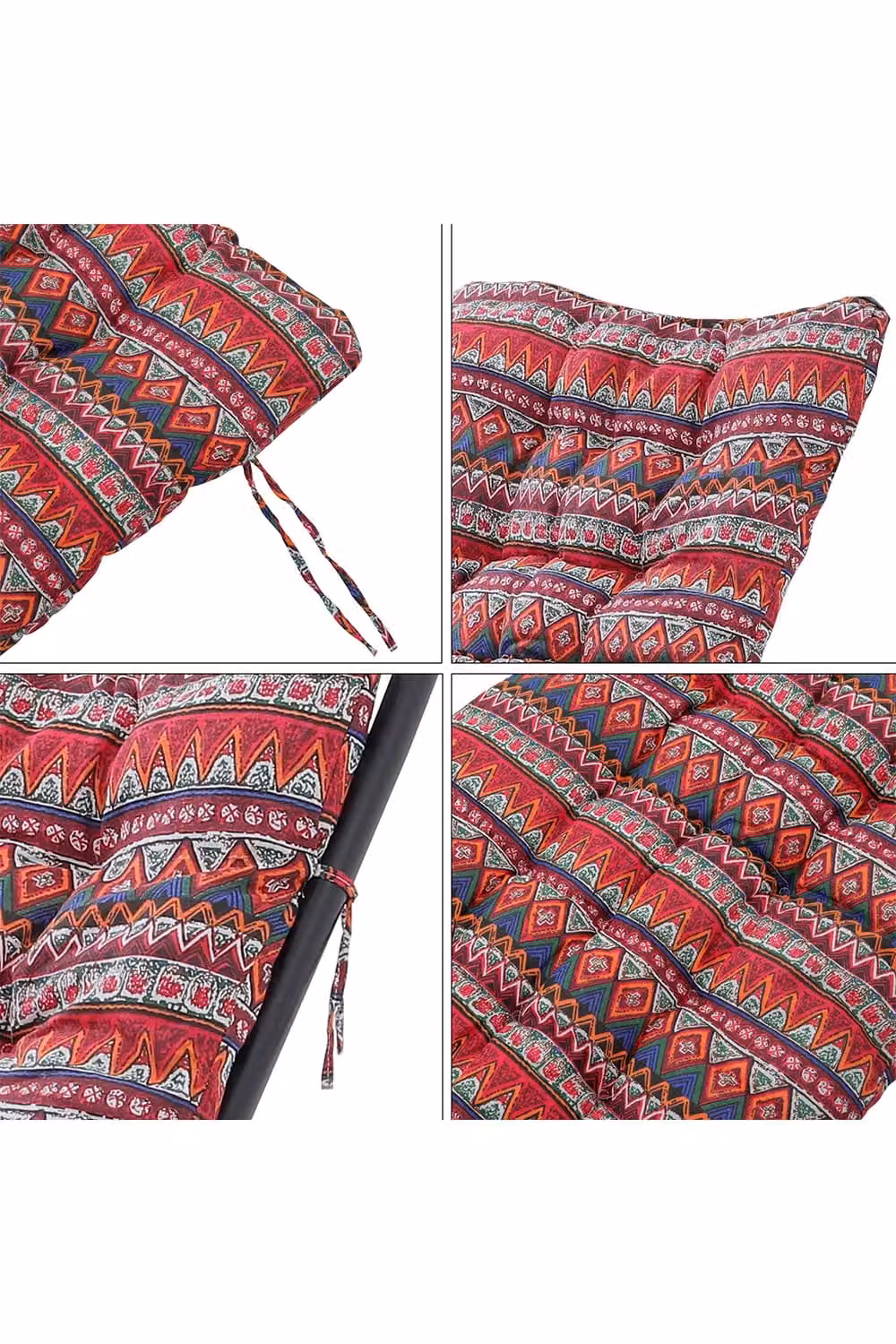 Living and Home Red Ethnic Print Button Tufted Rectangular Lounge Cushion, W: 48 cm, L: 125 cm – 3