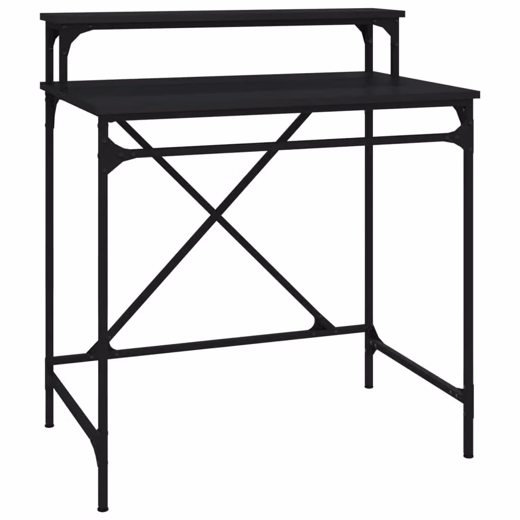 Berkfield Black Computer Desk with Engineered Wood and Iron Frame, W: 80 cm, D: 50 cm, H: 90 cm – 2