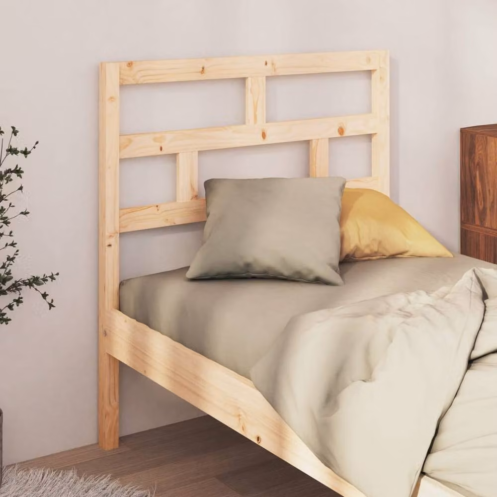 Berkfield Home Rustic Solid Wood Pine Bed Headboard in Natural, W: 106 cm, D: 4 cm, H: 100 cm – 2