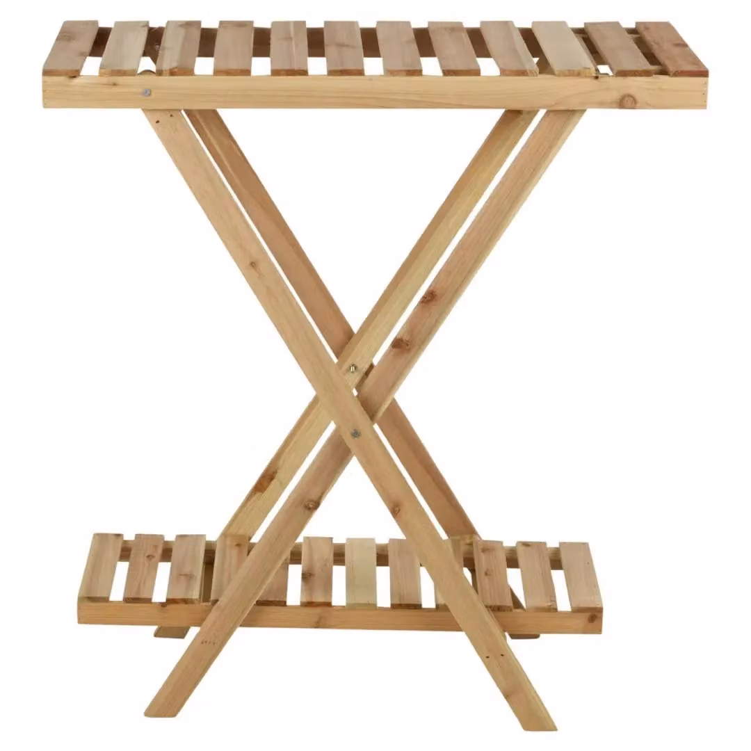 EONLION Brown Wooden 2 Tier Standing Plant Display Shelf – 2