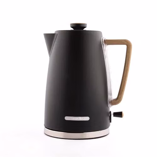 Hamilton Beach Scandi Electric Kettle, 1.7 l, Matte Black with Wood Effect - HBK01MB – 1