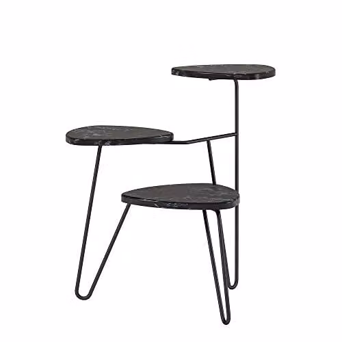 Novogratz NG Athena Retro Metal Plant Stand in Black Marble, W/D/H: 55.37 x 52.31 x 63.5 cm – 1