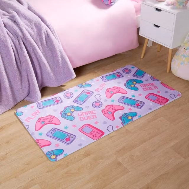 OHS Kids Gaming Anti Slip Washable Floor Mat Rug, Purple