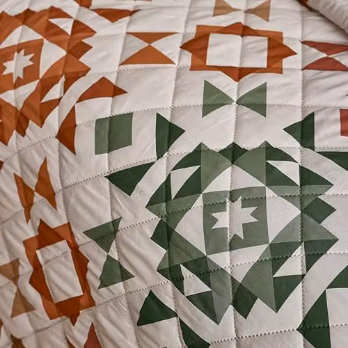 Catherine Lansfield Autumn Patchwork Geo Quilted Bedspread in Natural Beige and Sand, W: 220 cm, D: 230 cm – 2