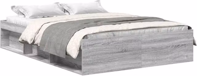 Berkfield Home Grey Sonoma Modern Bed Frame with Side Compartments W/D/H: 160 x 200 cm