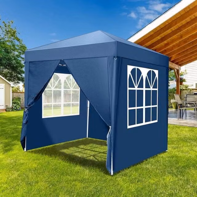 FLAVORA Pop Up Gazebo with 4 Side Panels in Blue, W/D/H: 200 x 200 x 245 cm – 1