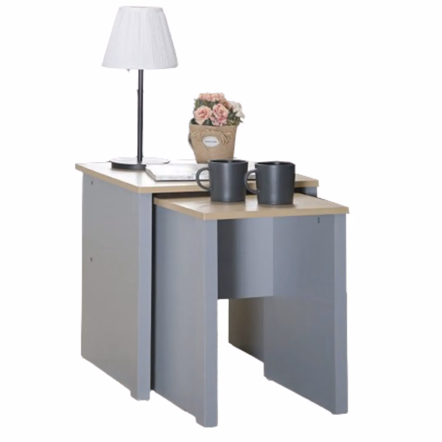 Comfy Living Ltd Modern Wooden Nest of Tables in Grey and White – 2