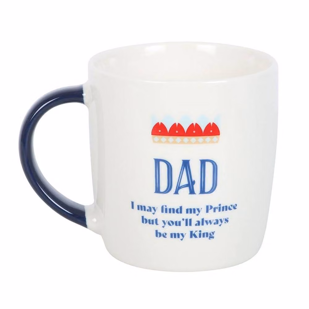 Uniqueful Men's Dad You'll Be My King Ceramic Mug in White and Blue, 350 ml – 3