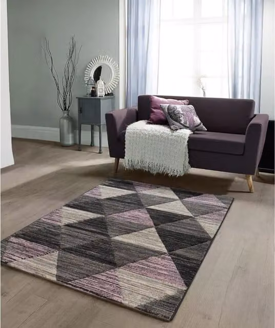 Home Republic Vision Pink Geometric Modern Rectangular Rug, Pink and Multicolour, W: 60 cm, D: 110 cm