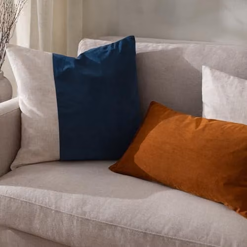 Yard Blue Velvet Square Cushion with Removable Washable Cover, W/D/H: 50 x 50 x 50 cm – 4