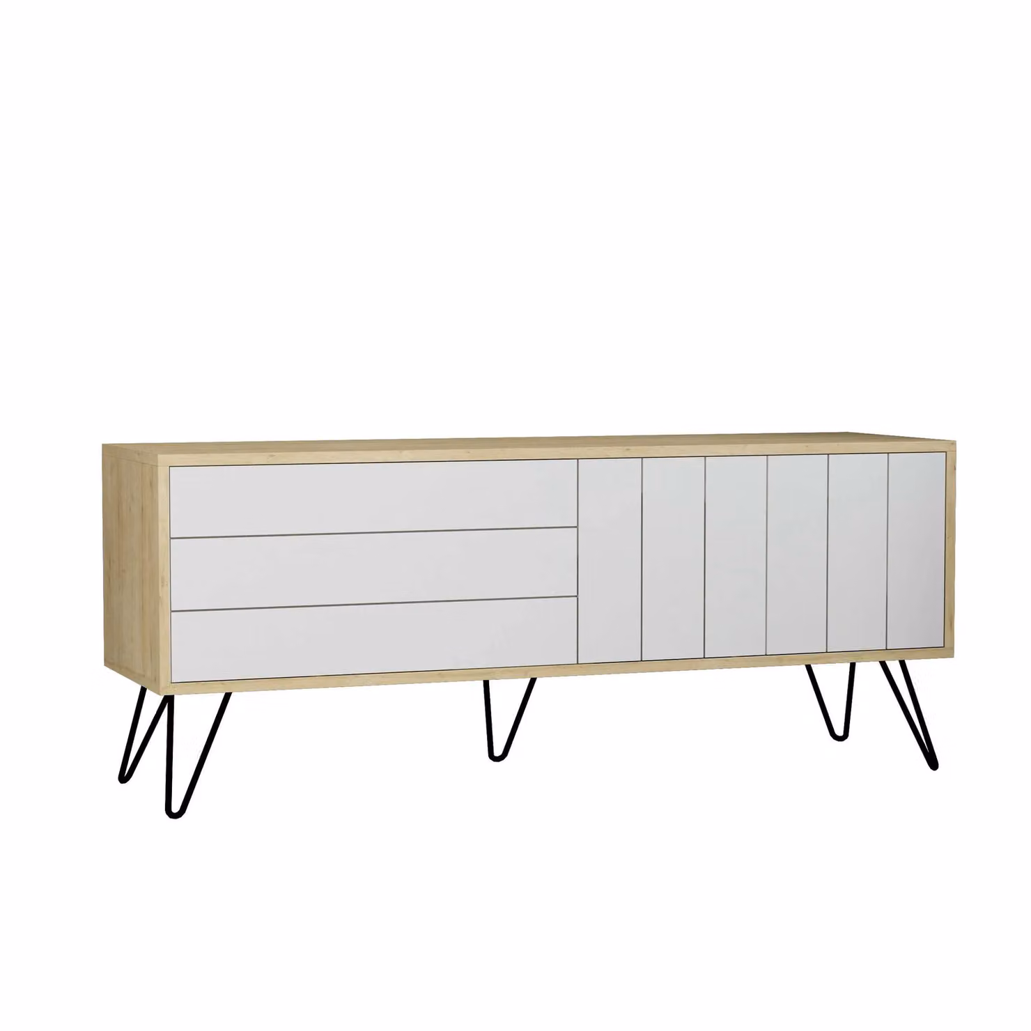 Decortie Picadilly Modern Scandinavian TV Stand in Oak, White and Beige – 2