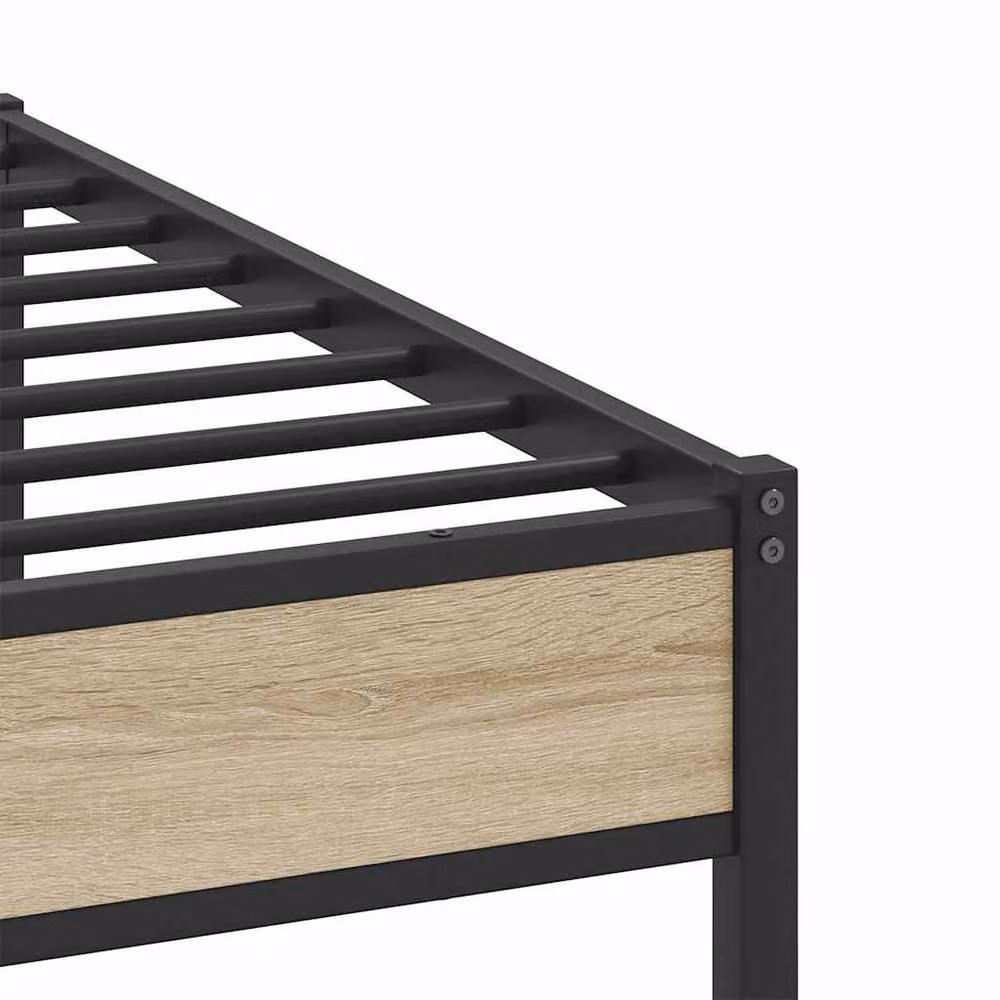 Berkfield Home Sonoma Oak Decorative Bed Frame in Brown, W/D/H: 140 x 190 cm – 5