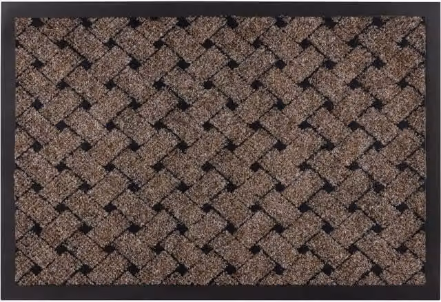 RugsX Vectra Non-Slip Brown Polypropylene Doormat, W: 60 cm, D: 40 cm
