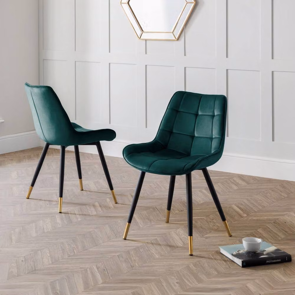 Cheshire Bexley Elegant Green Velvet Dining Chairs - Set of 2 – 4
