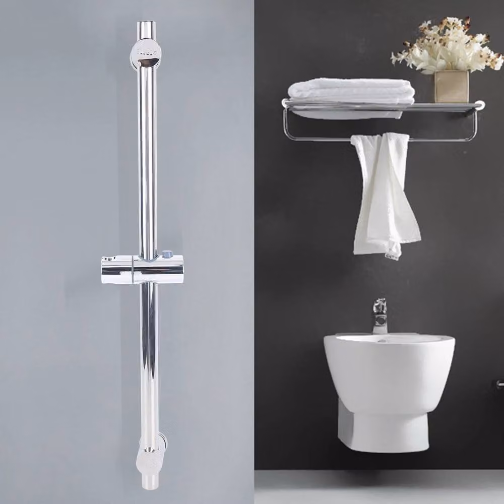Ventryn Stainless Steel Adjustable Shower Riser Rail Holder Kit Set in Silver, Height: 60 cm – 3
